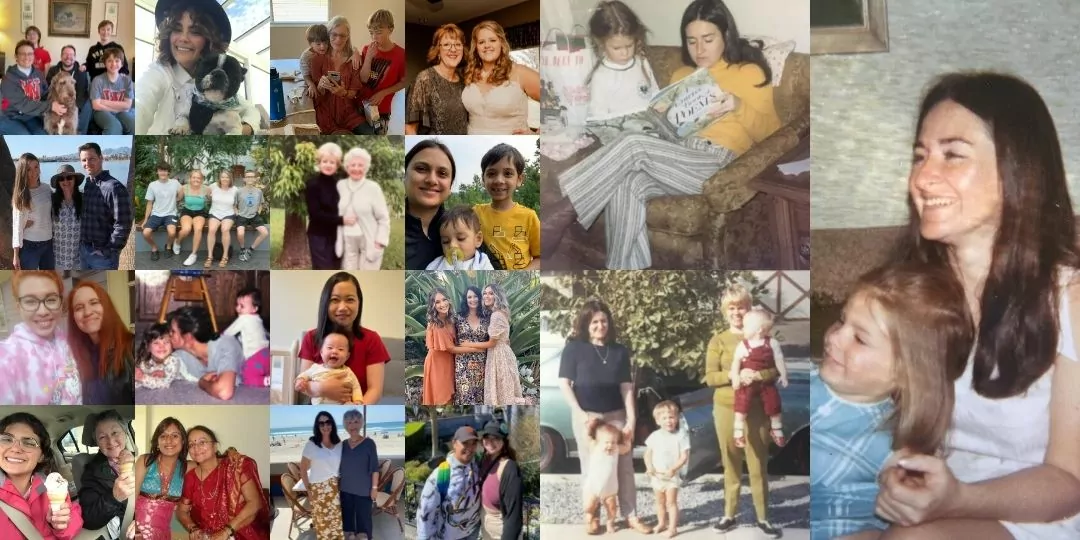 A collage of pictures of women and children.