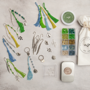 Beading kit with tassels and beads.
