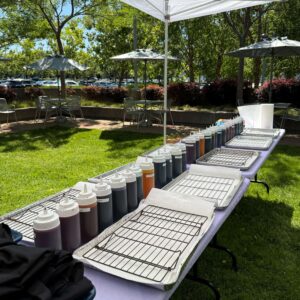 Large group tie dye set up