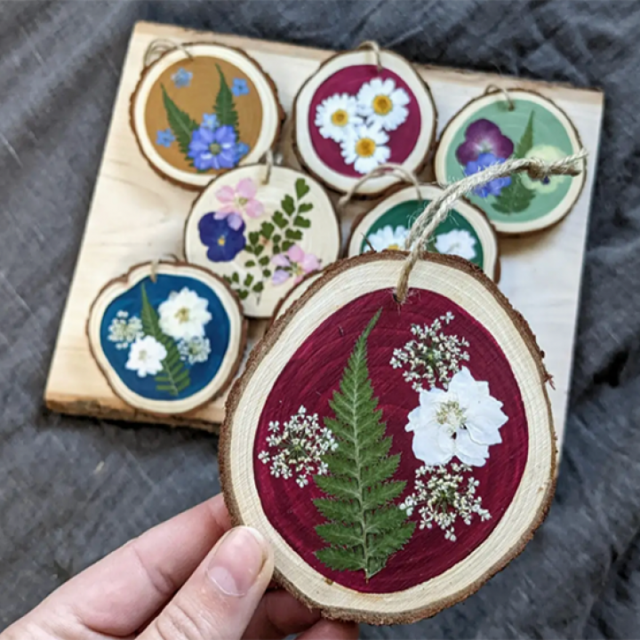 floral wooden ornaments